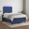 Sommier à lattes de lit matelas et LED bleu 120x190 cm tissu 