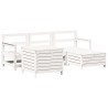 Salon de jardin 5 pcs blanc bois massif de pin 