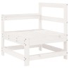 Salon de jardin 5 pcs blanc bois massif de pin 