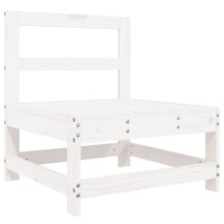 Salon de jardin 5 pcs blanc bois massif de pin 