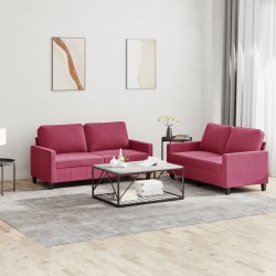 Ensemble de canapés 2 pcs avec coussins Rouge bordeaux Velours 