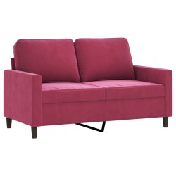 Ensemble de canapés 2 pcs avec coussins Rouge bordeaux Velours 