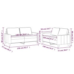 Ensemble de canapés 2 pcs avec coussins Rouge bordeaux Velours 