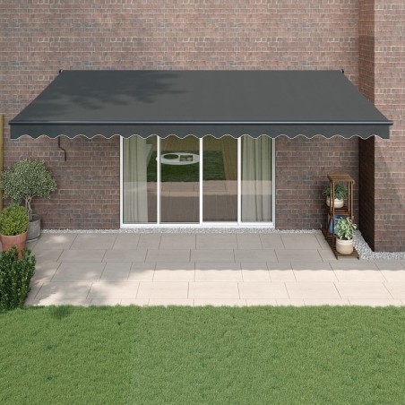 Auvent rétractable anthracite 5x3 m tissu et aluminium 