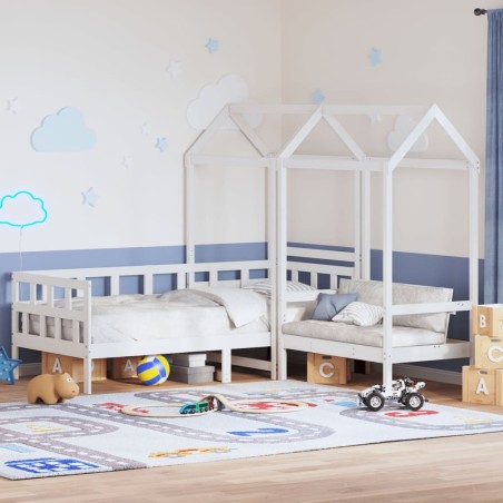 Ensemble de lit de jour et toit blanc 90x190 cm bois pin massif 