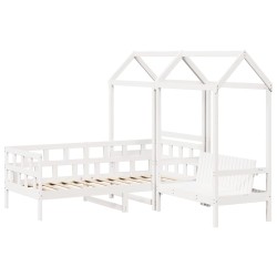 Ensemble de lit de jour et toit blanc 90x190 cm bois pin massif 