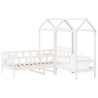 Ensemble de lit de jour et toit blanc 90x190 cm bois pin massif 