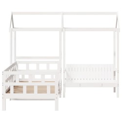 Ensemble de lit de jour et toit blanc 90x190 cm bois pin massif 