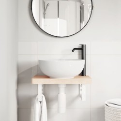 Supports d'étagères pour lavabo 2 pcs blanc rectangulaire acier 