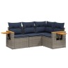 Salon de jardin 4 pcs avec coussins gris résine tressée 