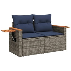 Salon de jardin 4 pcs avec coussins gris résine tressée 