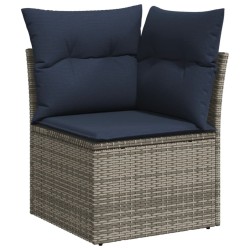 Salon de jardin 4 pcs avec coussins gris résine tressée 
