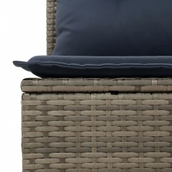 Salon de jardin 4 pcs avec coussins gris résine tressée 