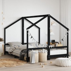 Cadre de lit pour enfants noir 2x(80x200) cm bois de pin massif 