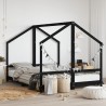 Cadre de lit pour enfants noir 2x(80x200) cm bois de pin massif 