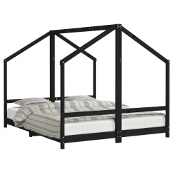 Cadre de lit pour enfants noir 2x(80x200) cm bois de pin massif 