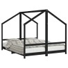 Cadre de lit pour enfants noir 2x(80x200) cm bois de pin massif 