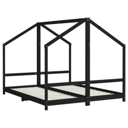 Cadre de lit pour enfants noir 2x(80x200) cm bois de pin massif 