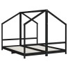 Cadre de lit pour enfants noir 2x(80x200) cm bois de pin massif 