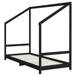 Cadre de lit pour enfants noir 2x(80x200) cm bois de pin massif 
