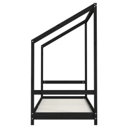 Cadre de lit pour enfants noir 2x(80x200) cm bois de pin massif 