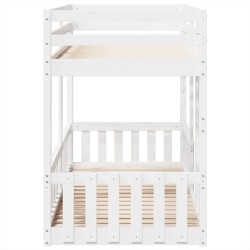 Lit superposé Blanc 90x200 cm Bois de pin massif 
