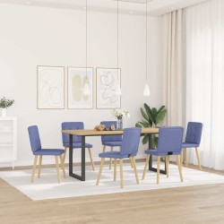 Chaises à manger lot de 6 bleu jean tissu 
