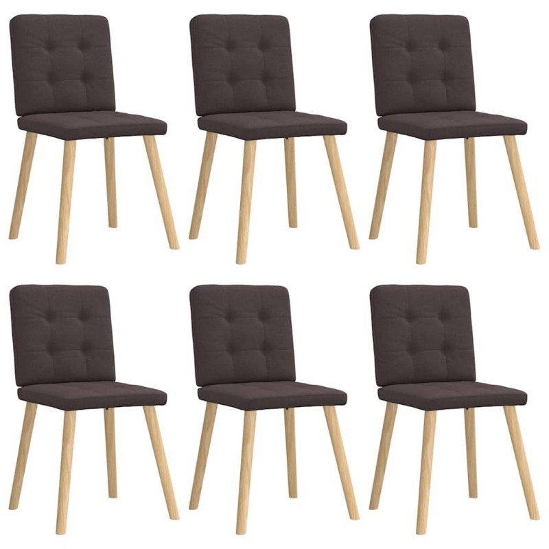 Chaises à manger lot de 6 marron foncé tissu 