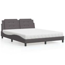 Lit avec matelas gris 160x200 cm similicuir 