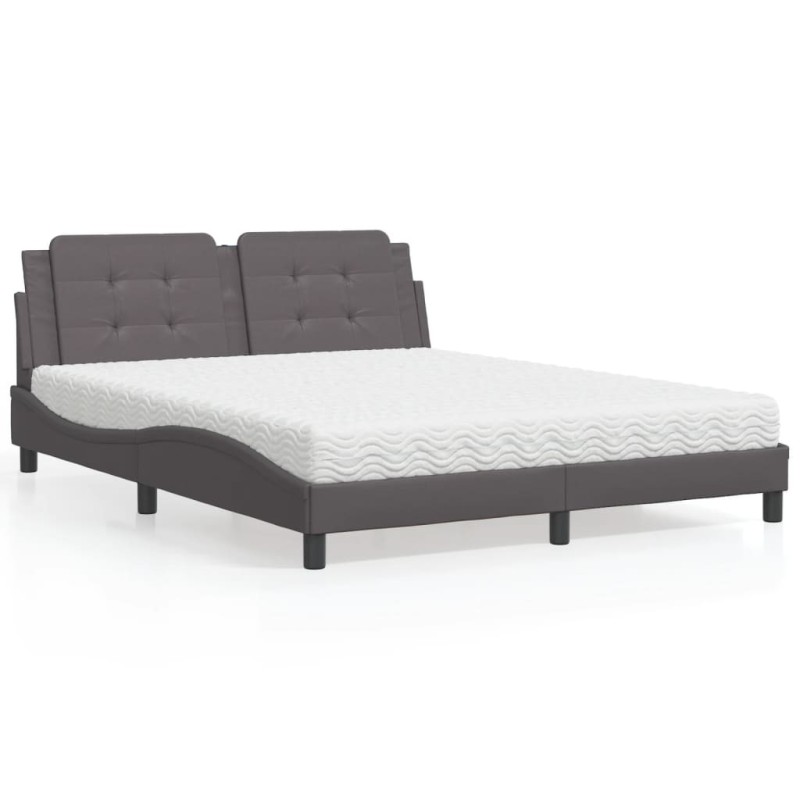 Lit avec matelas gris 160x200 cm similicuir 