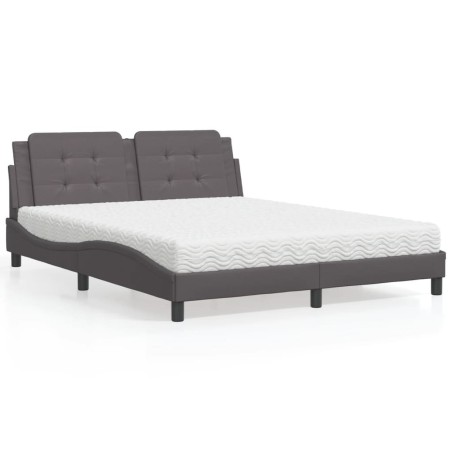 Lit avec matelas gris 160x200 cm similicuir 