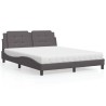 Lit avec matelas gris 160x200 cm similicuir 
