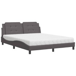 Lit avec matelas gris 160x200 cm similicuir 