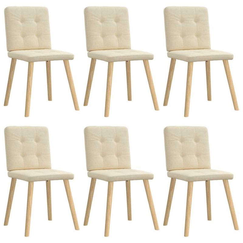 Chaises à manger lot de 6 crème tissu 