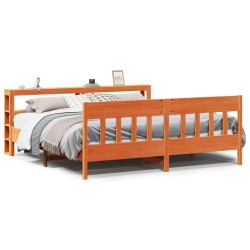 Cadre de lit sans matelas cire marron 200x200cm bois pin massif 