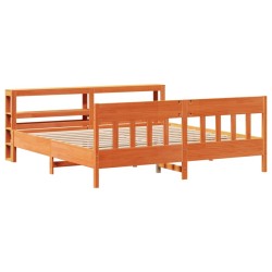 Cadre de lit sans matelas cire marron 200x200cm bois pin massif 