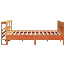 Cadre de lit sans matelas cire marron 200x200cm bois pin massif 