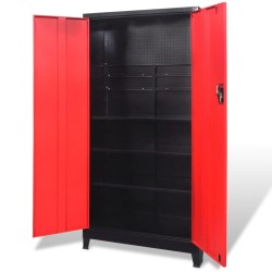 Armoire à outils avec 2 portes Acier 90x40x180 cm Noir et rouge 