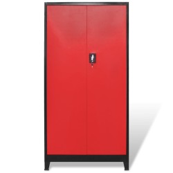 Armoire à outils avec 2 portes Acier 90x40x180 cm Noir et rouge 