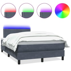 Sommier à lattes de lit et matelas gris foncé 120x210cm velours 