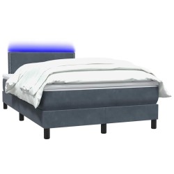 Sommier à lattes de lit et matelas gris foncé 120x210cm velours 