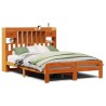 Lit bibliothèque sans matelas cire marron 150x200 cm pin massif 