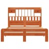 Lit bibliothèque sans matelas cire marron 150x200 cm pin massif 