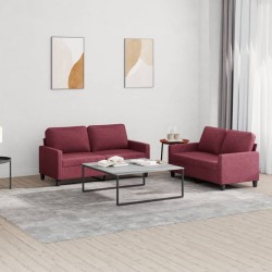Ensemble de canapés 2 pcs avec coussins Rouge bordeaux Tissu 