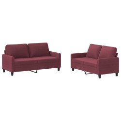 Ensemble de canapés 2 pcs avec coussins Rouge bordeaux Tissu 