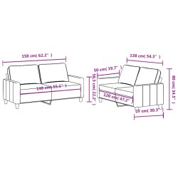 Ensemble de canapés 2 pcs avec coussins Rouge bordeaux Tissu 