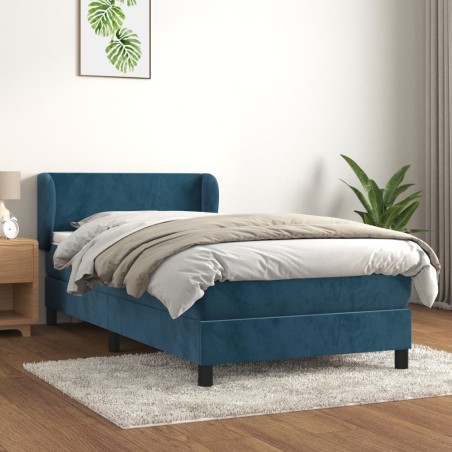 Sommier à lattes de lit avec matelas Bleu foncé 90x200 cm 