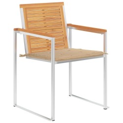 Chaises de jardin avec coussins lot de 2 Teck solide et acier 