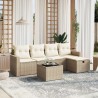 Salon de jardin avec coussins 6 pcs beige résine tressée 