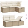 Salon de jardin avec coussins 6 pcs beige résine tressée 